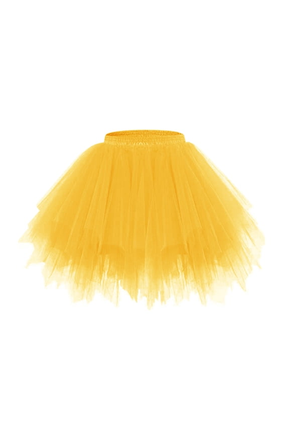 Women's Tutu Tulle Skirt Petticoat Layered Puffy Crinoline Underskirts Elastic Waist Ballet Mini Trendy Skirt