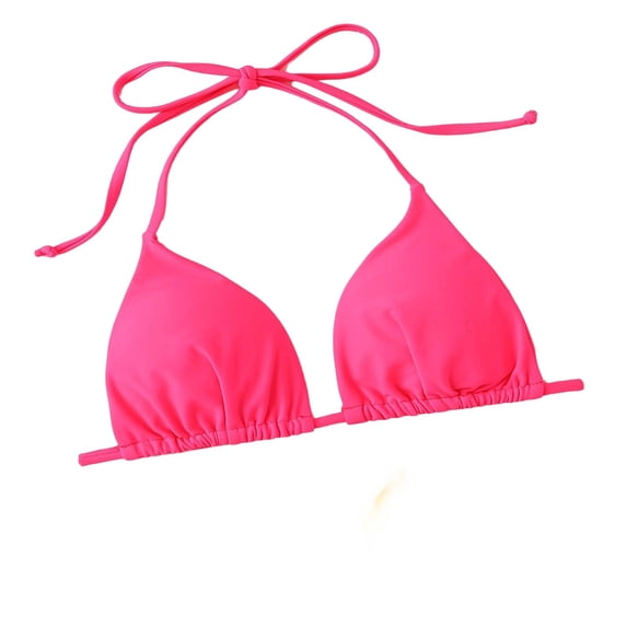 JAJAHO Womens Bikini Top Halter Side Tie Triangle Swimsuit Solid Color Bathing Suit Sexy Beach Tops Pool Party Versatile Beachwear