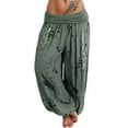 thumbnail image 1 of JAJAHO Womens Boho Pants Summer Floral Printed Loose Fit Breathable Yoga Pants Beach Vacation Soft Trousers, 1 of 6
