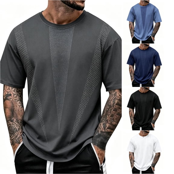 JAJAHO Workout Tops For Men Short Sleeve T Shirt Summer Breathable Mesh Sports Loose Fit Activewear Crew Neck Tees Athletic Versatile Top