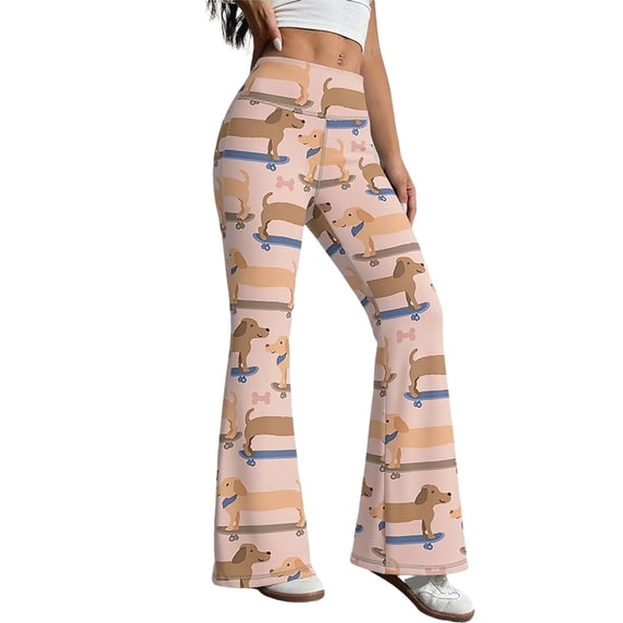 JAJAHO Yoga Pants Girls Leopard Flared Leggings Athletic High Waisted Slim Fit Stretch Soft Jogger Pants For Kids 1-14Y Comfy Trousers