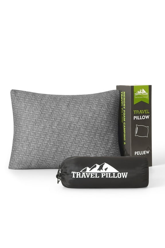 Travel Memory Foam Travel Pillow Comfortable and Soft Camping Pillow Portable Pillow Sleeper Gray