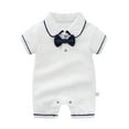 thumbnail image 1 of JAKANYQ Bodysuits Newborn Baby Boys Bow Short Sleeve Outsie Bodysuit Banquet Wedding Jumpsuit Clothes Simple Stretchy, 1 of 5