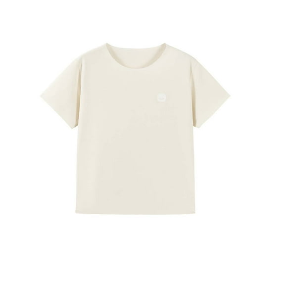 JAKANYQ Boys' Tee Summer Linen Rayon Lightweight Home Wear Short Sleeved Trend-Setting Patterns, Beige, 6-7 Years