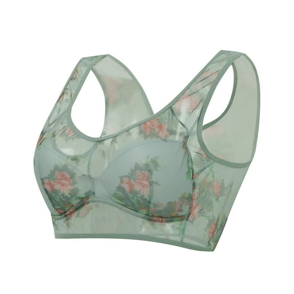 JAKANYQ Bras For Lady Ice Silk Lace Bra Elle Bloom Bra For Seniors Sagging Wire Bra Skin-Friendly