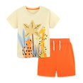 thumbnail image 1 of JAKANYQ Child Boys Outfit Fashion Printed Short Sleeved Home Clothes Two Piece Set Classic Cuteness, Orange, 4-5 Y, 1 of 6