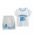 thumbnail image 1 of JAKANYQ Child Boys Outfit Shorts Sets Tracksuit 2 Piece Basketball Performance Tank Top And Mesh Shorts Quick Drying Set Modern Style, White, 5-6 Years, 1 of 3