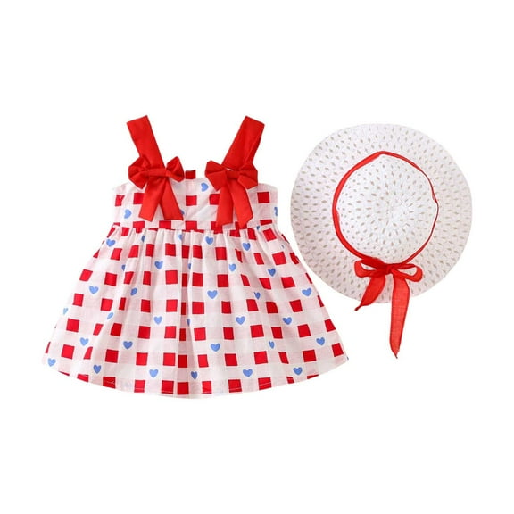 JAKANYQ Children Girls Dress Baby Kids Clothes Summer Toddler Floral Ruched Sleevelesses Baby Girl Newborn Dresses, Watermelon Red, 3-4 Years