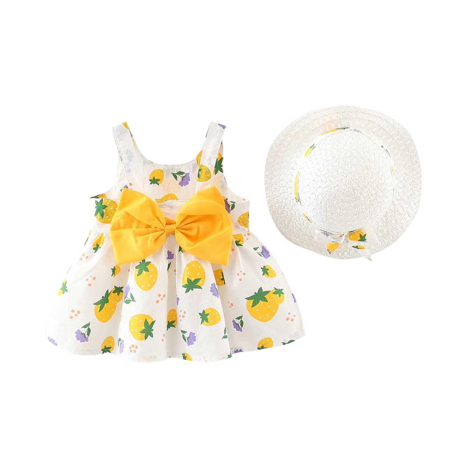 Summer Half Sleeve Casual Dress Yellow For Baby Girls main image 1