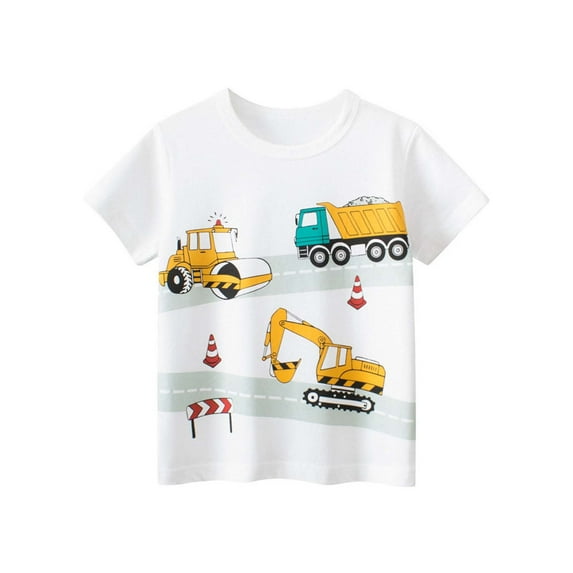 JAKANYQ Children'S T-Shirts Summer Short Sleeve T Shirts For Outdoor Sports Active Play Comfortable Kids Top With Prints Lightweight Breathable Tee Casual Comfort, White, 8-9 Years