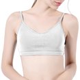 thumbnail image 1 of JAKANYQ Female Bra V Neck Sports Bras For Thin Straps Padded Yoga Basic Wireless Bra Camisole Simple Charm, 1 of 6