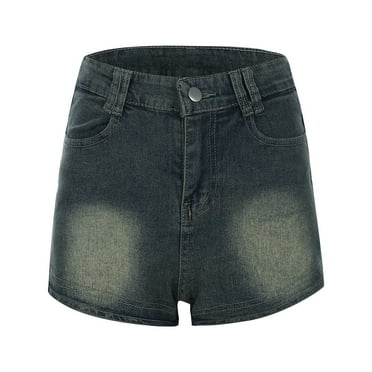 JAKANYQ Female Demi Pants Cut Off Denim Shorts High Waisted Ripped Distresse Summer Shorts Skin-Friendly