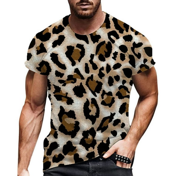 JAKANYQ Funny World Men's Animal Print T-Shirt Pattern Short Sleeve Clothing Style Daily
