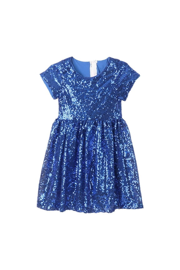Girl Dress Baby Toddlers Sequin Dress Kids Party Dresses Sundress Bridesmaid Wedding Gown Blue 3Y