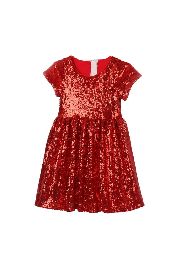 Girl Dress Baby Toddlers Sequin Dress Kids Party Dresses Sundress Bridesmaid Wedding Gown Red 4Y