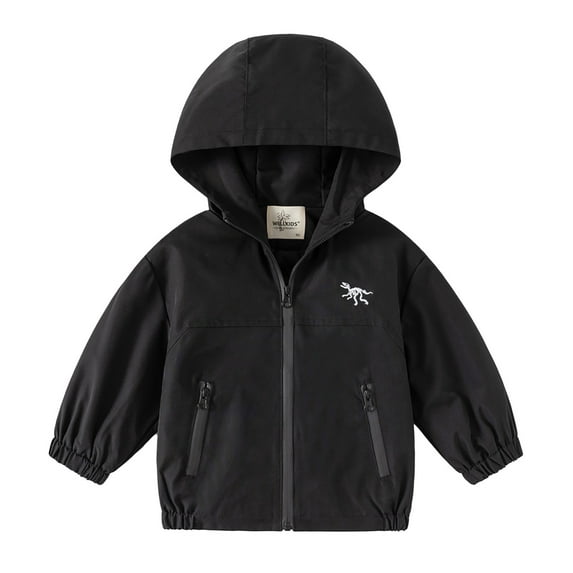 JAKANYQ Infant Kids New Thin Hooded Casual Windbreaker For Boys Coats Black 18-24 Months