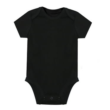 JAKANYQ Infant Unisex Baby Solid Color Bodysuit Romper Onesie For 0 24 Months Boys Girls Black 12-18 Months