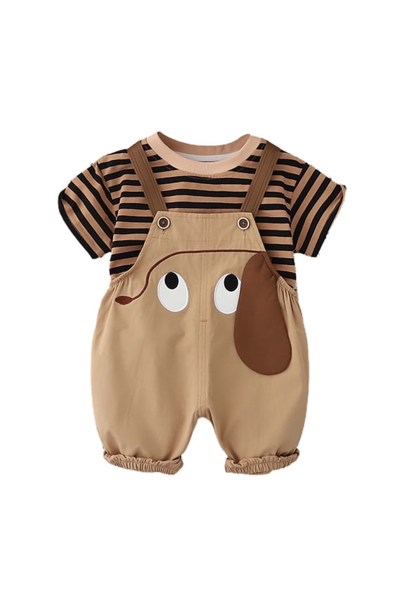 JAKANYQ Kids Boys Outfits Stylish Jumpsuits For Home Leisure Activities And Parties Suitableeasy To Wash Nice For Spring Summer And Autumn Adorable Outfits, Khaki, 100