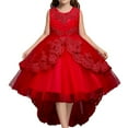 thumbnail image 1 of JAKANYQ Kids Girls Dress Solid Color Lace Sleeveless Knee Length Wedding Flower Girl Dresses, Red, 12-13 Y, 1 of 4