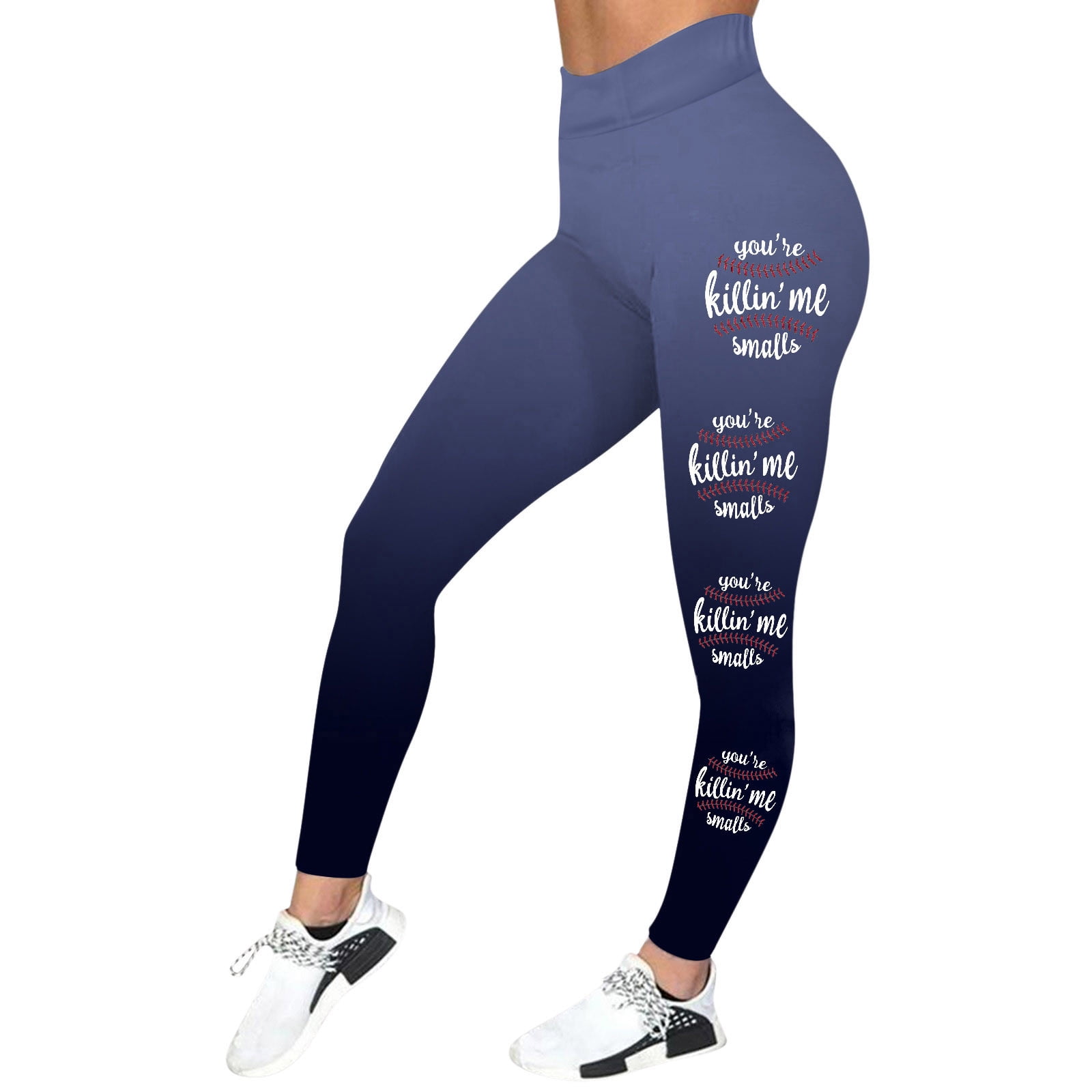 JAKANYQ Ladies Leggings Casual Sports Yoga Pants Baseball Print Tight Leggings Casual Training