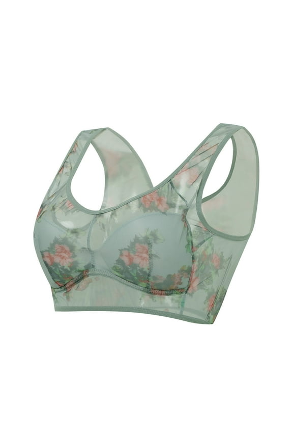 Ladys' Bras Ice Silk Lace Bra Elle Bloom Bra For Seniors Sagging Wire Bra Loose Comfortable