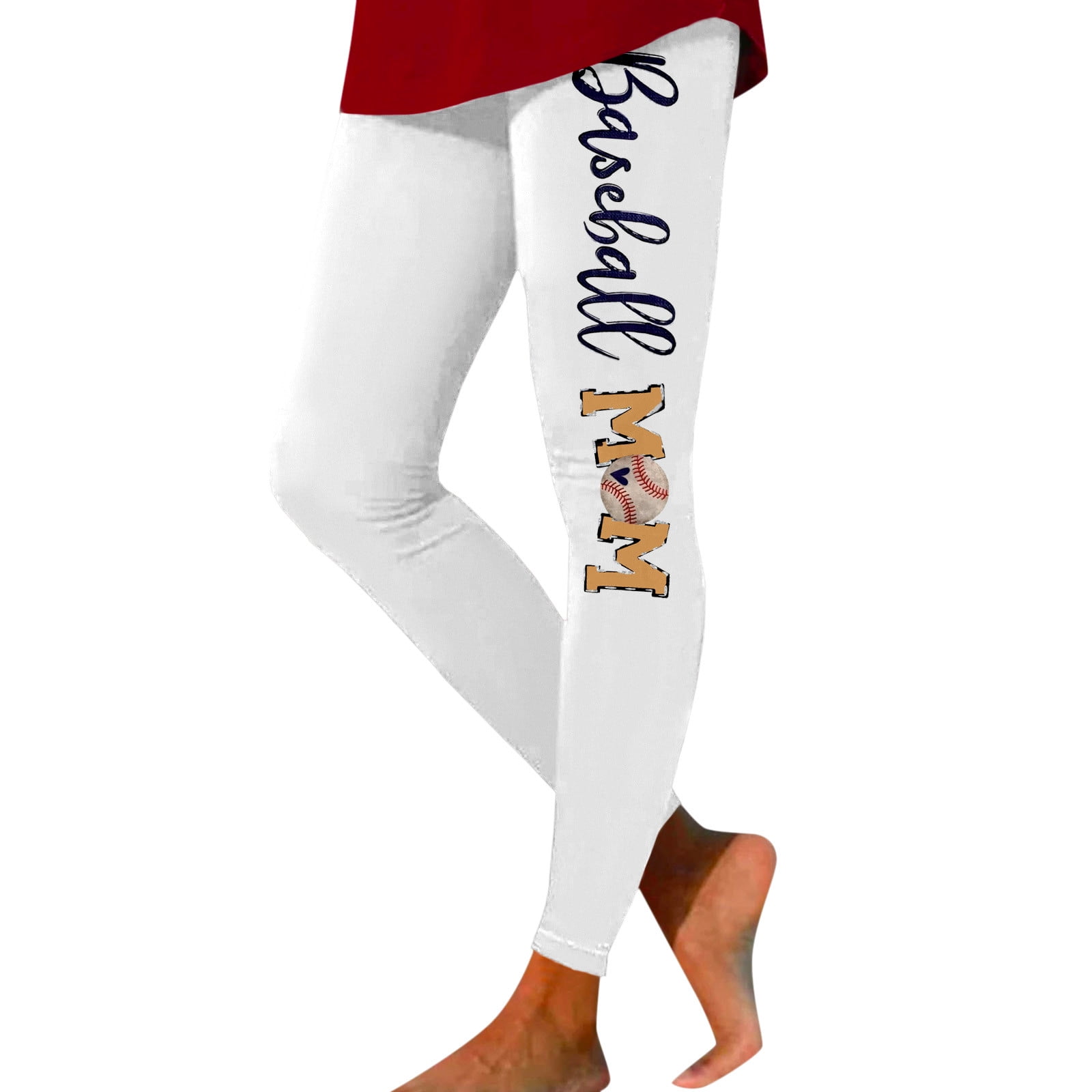 JAKANYQ Leggings For Women Casual Sports Yoga Pants Baseball Print