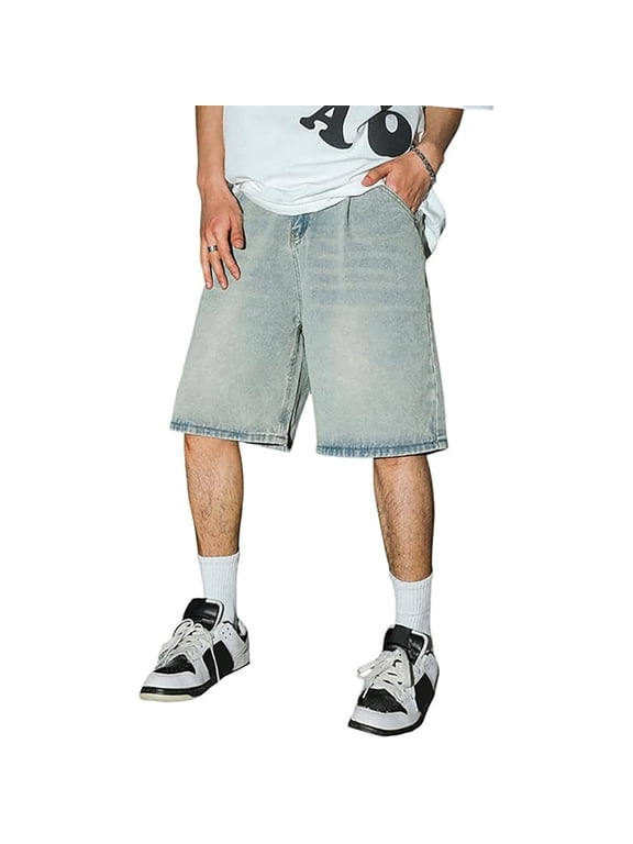 Male's Shorts Baggy Jorts Baggy Fit Jeans Street Dance Skateboard Shorts Simple Lively