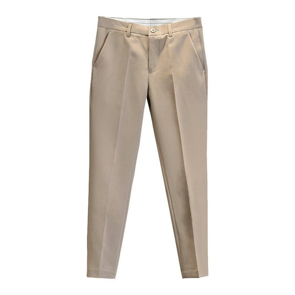 JAKANYQ Men's Pants Summer Slim Fit Small Foot Casual Business Cropped Suit Pants Trouser Skin-Friendly Relaxed