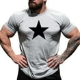thumbnail image 1 of JAKANYQ Men's Tee Shirts Star Print Simple Fashion Short Sleeved Round Neck T Shirt Loose Comfortable, 1 of 4