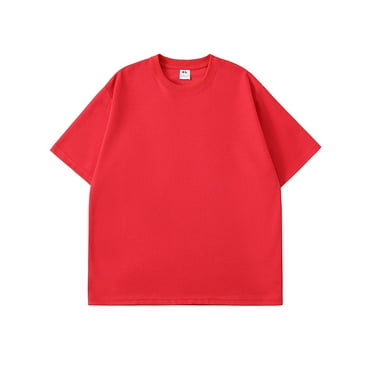 JAKANYQ Men's Tee Shirts Summer Solid Color Fabric Simple Casual T Shirt With Round Neck Short Sleeves Simple Stretchy