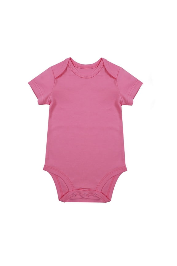 Newborn Unisex Baby Solid Color Bodysuit Romper Onesie For 0 24 Months Boys Girls Pink 0-3 Months