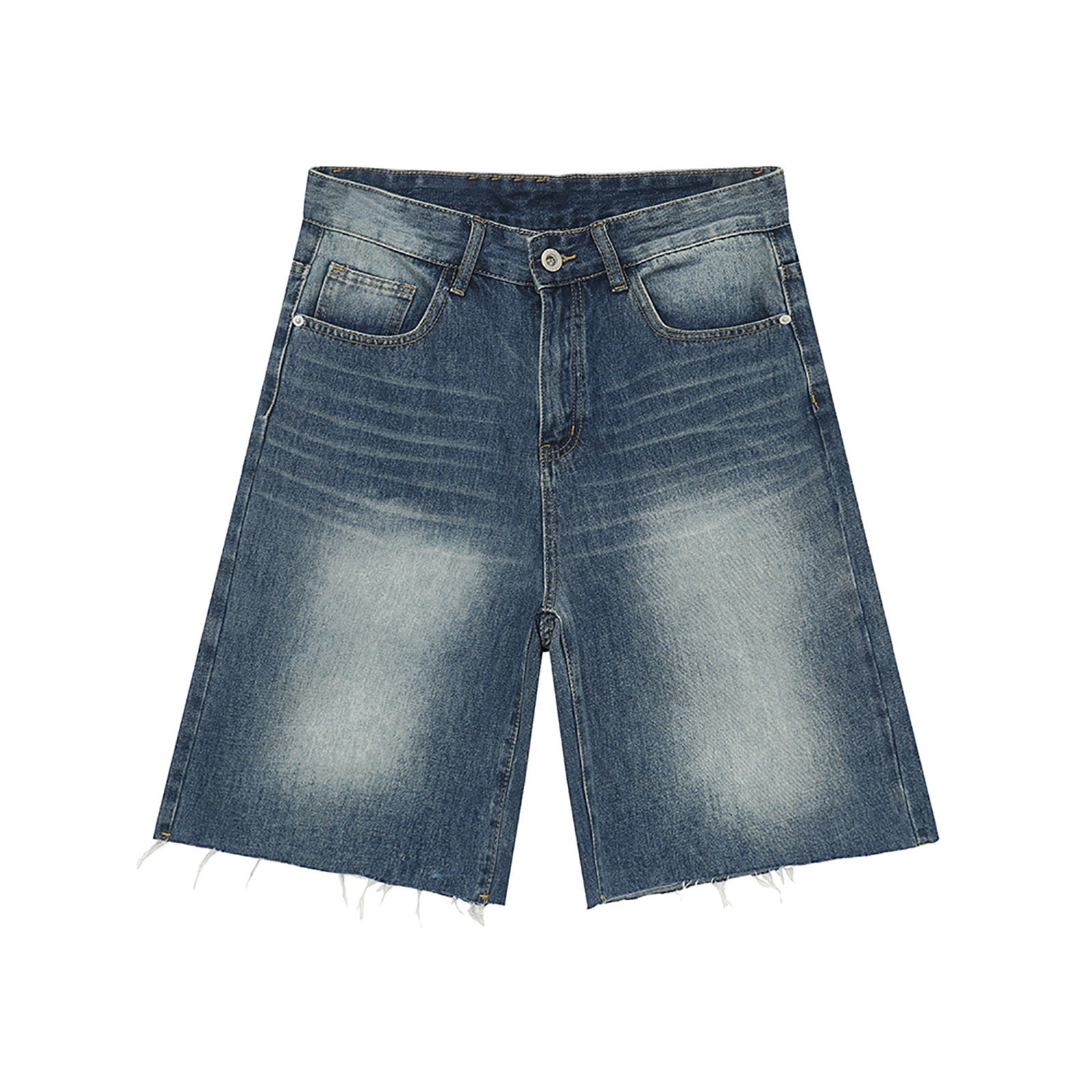 Cutoff Jean Shorts Men Graphic Pattern Ripped Denim Shorts Men's