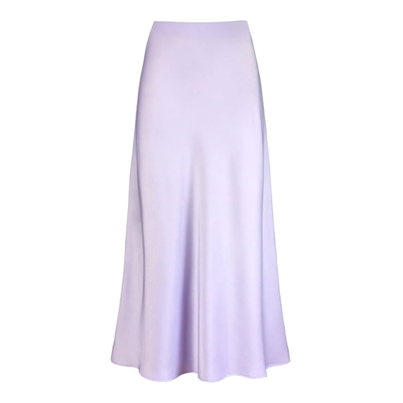 JAKANYQ Skirts For Lady High Waist Solid Satin Skirts Zipper Elegant Skirt Loose Comfortable