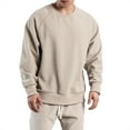 thumbnail image 1 of JAKANYQ Solid Color Crew Neck Loose Spring Mens Sports Casual Sweatshirt Comfortable Tops Students Outdoor Pullover, 1 of 4