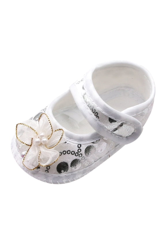 Toddler Baby Soft Sole Cute New Born Girls Casual Baby Dress Shoes Princess Shoes White 3-6 Months