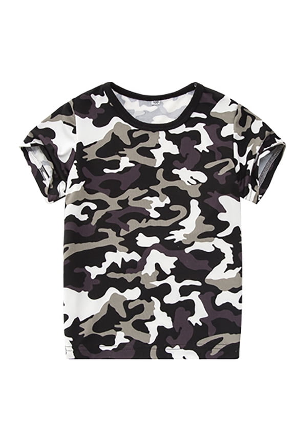 Toddler Boys T-Shirt Camouflage Pattern Camo Prints Short Sleeve Tee Shirts Crew Neck Fashion Blouse