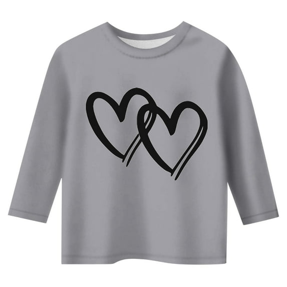 JAKANYQ Toddler Child Leisure Print O Neck Loose 3/4 Sleeves Quarter Sleeve T-Shirt Tops Grey 4-5 Years