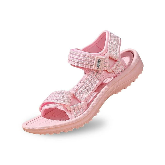 JAKANYQ Toddler Girls Fashion Solid Color Open Toe Breathable Comfortable Sandals Shoes Pink 8-9 Years
