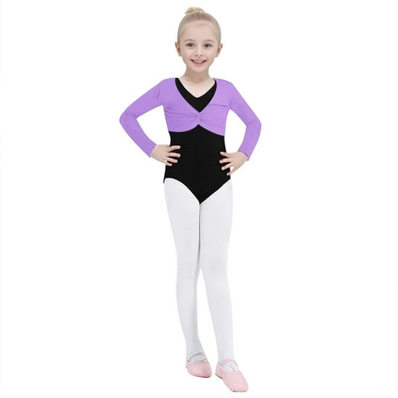 JAKANYQ Toddler Girls Long Sleeve Solid Color Blouse Ballet Wrap Tops Velvet Dance Dress Cover Up Light Purple 11-12 Years