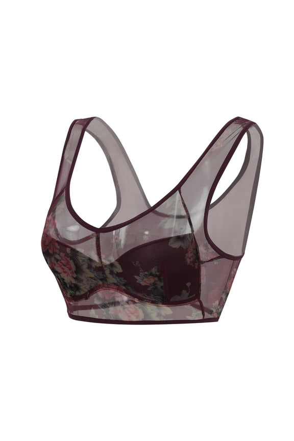 Woemen's Bras Ice Silk Lace Bra Elle Bloom Bra For Seniors Sagging Wire Bra Loose Comfortable