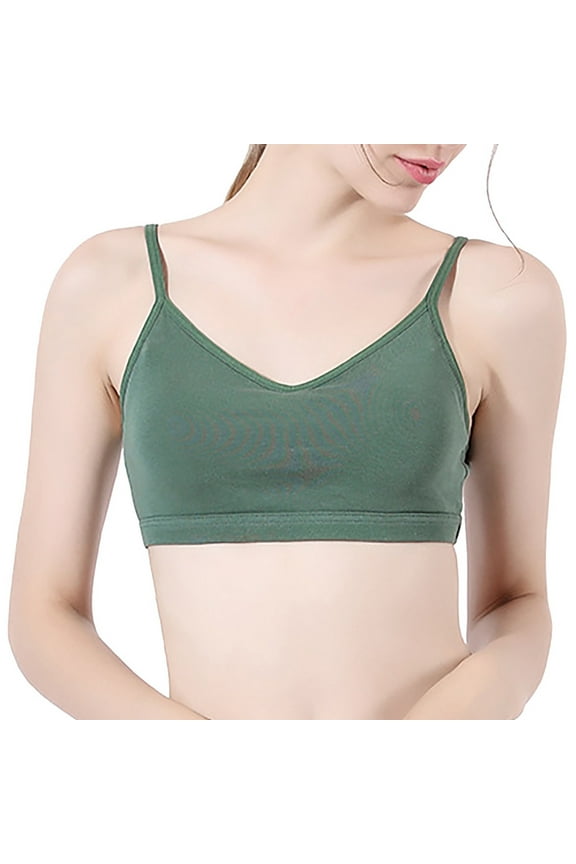 Woemens Brassiere V Neck Sports Bras For Thin Straps Padded Yoga Basic Wireless Bra Camisole Simple Charm