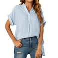 thumbnail image 1 of JAKANYQ Women Blouses Vacation Dressy Summer Short Sleeve Thin V-Neck Blouse Casual Tunic Top Charming Trendy Streetwear, 1 of 4