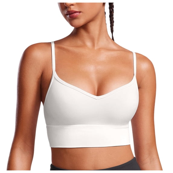 JAKANYQ Women's Brassiere Butterluxe Sweetheart Longline Sports Bra V Neck Adjustable Thin Strap Yoga Bra Comfy Breathable