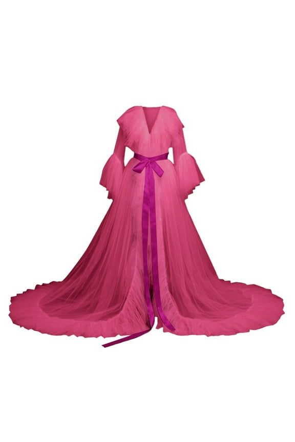 Womens Exotic Lingerie Fashion Sexy Tulle Robe Long Nightgown Bathrobe Bridal Robe Lace Lingerie Cozy Valentine's Day Anniversary Nightwear