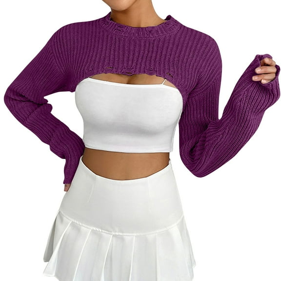 JAKANYQ Womens Sweaters Pullover Knitted Blouse For Design Short Style Sexy Half Top Simple Stretchy