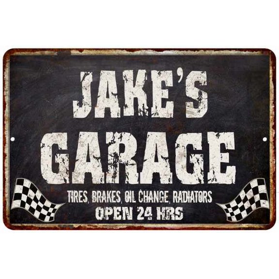 JAKE'S Garage Black Grunge Gift Sign 12x18 Decor Gift 112180005067