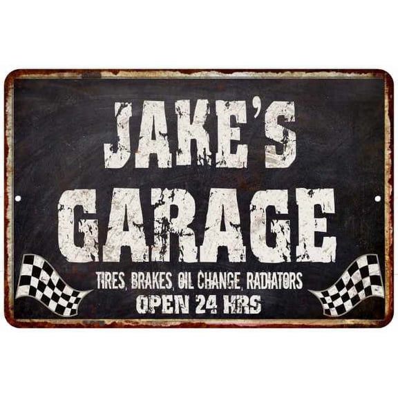 JAKE'S Garage Black Grunge Sign 8x12 Decor Gift 108120005067