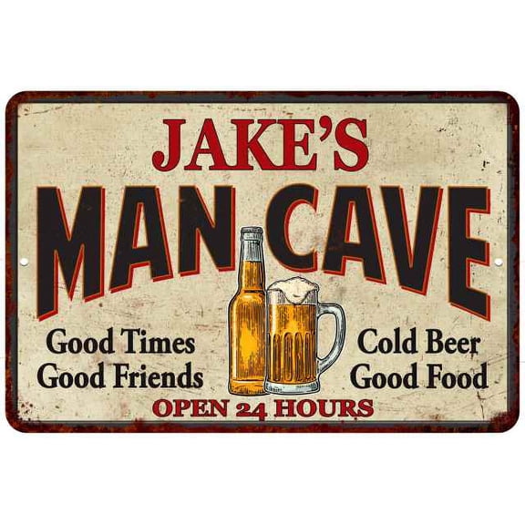 JAKE'S Man Cave Gift Metal Sign Wall Decor Gift 12x18 112180011422