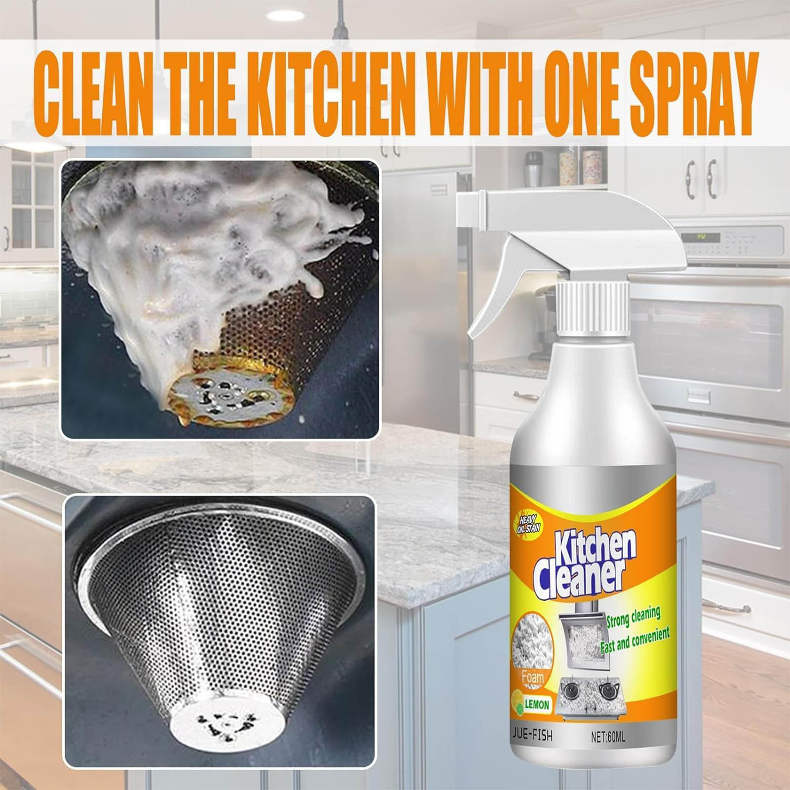 JAKEHOE Kitchen Foam Cleaner Household Stove Range Hood Stubborn Dirt ...