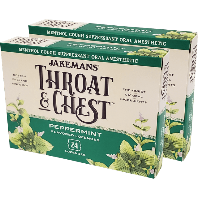JAKEMANS Peppermint Throat and Chest Lozenge Cough Drops Box, 2 boxes